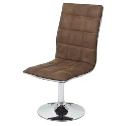 2er-Set Esszimmerstuhl HWC-C41, Stuhl Küchenstuhl, Höhenverstellbar Drehbar, Stoff/Textil ~ Vintage Braun