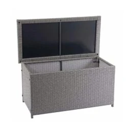 Poly-Rattan Kissenbox HWC-D88, Gartentruhe Auflagenbox Truhe ~ Basic Grau, 51x100x50cm 170l