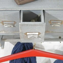 Garderobe HWC-C49, Wandgarderobe Wandregal, Vintage Mit 5 Schubladen 32x65x13cm ~ Shabby Look, Grau -Wohnmöbel 8b083371 33eb 40fe a3fb acc07c1f8f19