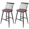 2er-Set Barhocker HWC-G69, Tresenhocker Barstuhl, Massivholz Retro Design Metall Fußablage Gastronomie ~ Vintage Braun