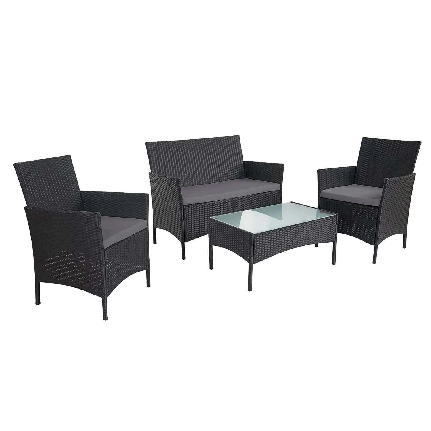 3-2-1-1 Poly-Rattan Garten-Garnitur Halden, Lounge-Set Sitzgruppe Sofa ~ Anthrazit, Kissen Anthrazit 4 3-2-1-1 Poly-Rattan Garten-Garnitur Halden, Lounge-Set Sitzgruppe Sofa ~ Anthrazit, Kissen Anthrazit – Bild 2