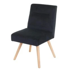 Esszimmerstuhl HWC-F38, Stuhl Küchenstuhl, Retro Design Samt ~ Schwarz