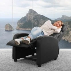 Fernsehsessel Relaxsessel Liege Sessel Denver, Kunstleder ~ Schwarz -Wohnmöbel 92cecec3 b03e 4a92 8abf c37f3eec653b