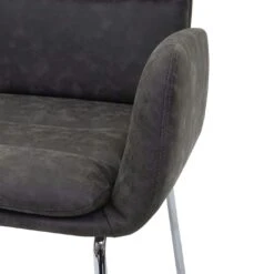 Konferenzstuhl HWC-H32, Küchenstuhl Besucherstuhl Mit Armlehne, Kunstleder Stahl ~ Grau-braun -Wohnmöbel 93ac0bad e338 4856 a845 cf995ccc6795