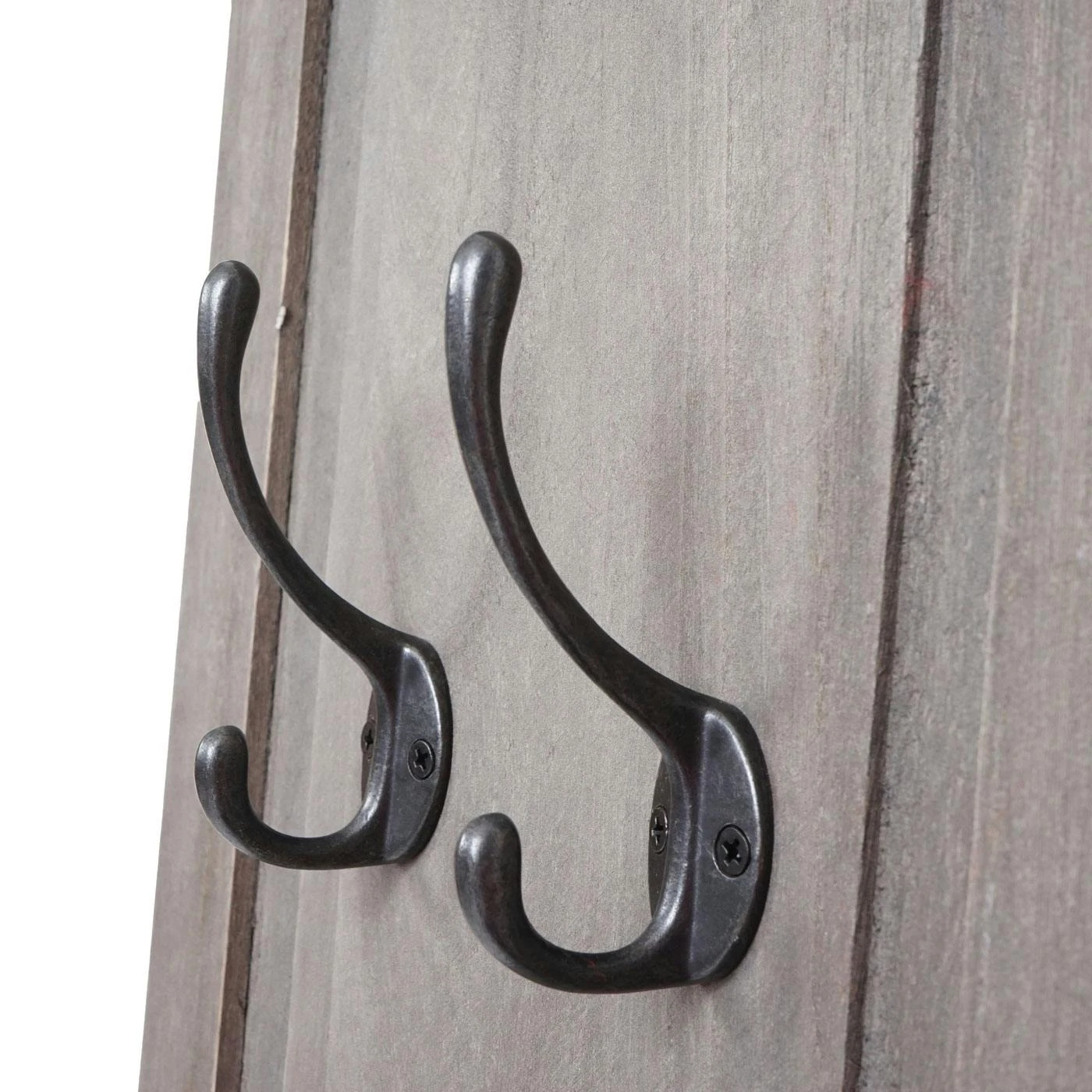 2er-Set Garderobe T33, Wandgarderobe Garderobenpaneel, Wandhaken Holz 109x28x4cm ~ Grau-braun Shabby 9 2er-Set Garderobe T33, Wandgarderobe Garderobenpaneel, Wandhaken Holz 109x28x4cm ~ Grau-braun Shabby – Bild 7