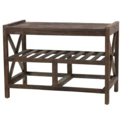 Schuhregal HWC-C48, Sitzbank Schuhablage, Shabby-Look Vintage 45x65x34cm ~ Braun -Wohnmöbel 9a6bd9c2 5d24 43b6 b8cd 5ecaebd7b974