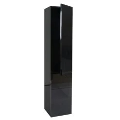 Hängeschrank HWC-B19, Midischrank Hochschrank Badezimmer Badmöbel, Hochglanz 150x30cm ~ Schwarz
