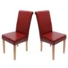 2er-Set Esszimmerstuhl Stuhl Küchenstuhl Novara II, Leder ~ Rot, Helle Beine