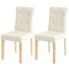 2er-Set Esszimmerstuhl HWC-E58, Stuhl Essstühle ~ Kunstleder Creme, Helle Beine