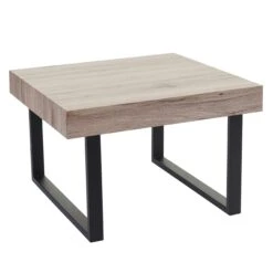 Couchtisch Kos T574, Beistelltisch, 52x50x50cm ~ Dunkle Eiche, Dunkle Metall-Füße FSC-zertifiziert -Wohnmöbel a7570cd6 ef47 425c b480 b10a2d31d04e