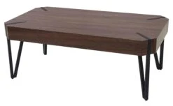 Couchtisch Kos T573, Wohnzimmertisch, 43x110x60cm FSC-zertifiziert ~ Braune Eiche, Dunkle Metall-Füße