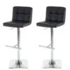 2er-Set Barhocker Kavala, Barstuhl Tresenhocker, Mit Lehne Drehbar ~ Kunstleder Schwarz, Chromfuß