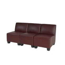 Modular 3-Sitzer Sofa Couch Lyon, Kunstleder ~ Rot-braun, Hohe Armlehnen -Wohnmöbel ab0596d6 0d24 4854 ab26 f2d27a61856e 3