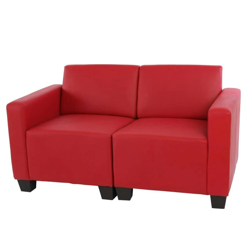 Modular 2-Sitzer Sofa Couch Lyon, Kunstleder ~ Rot 3 Modular 2-Sitzer Sofa Couch Lyon, Kunstleder ~ Rot