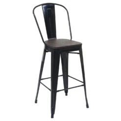 Set Stehtisch + 2x Barhocker HWC-A73 Inkl. Holz-Tischplatte, Barstuhl Bartisch, Metall Industriedesign ~ Schwarz -Wohnmöbel ad523e85 cf80 42fa acf1 4612462b3920