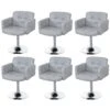 6er-Set Esszimmerstuhl Orlando, Drehstuhl Stuhl, Wildlederimitat Chrom ~ Vintage Grau