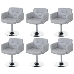 6er-Set Esszimmerstuhl Orlando, Drehstuhl Stuhl, Wildlederimitat Chrom ~ Vintage Grau