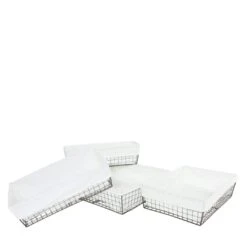 4er-Set Regalkorb Tanta, Badkorb Schrankkorb Aufbewahrung Ordnungshelfer, Metall Mit Stoffbezug