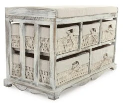 Kommode Und Sitzbank Mit 5 Schubladen, 45x77x36cm, Shabby-Look, Vintage ~ Weiß -Wohnmöbel b4996df6 cf88 4849 86f0 76945a0cb62c
