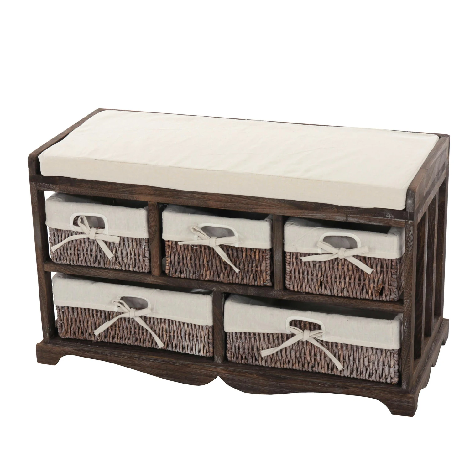 Schuhregal HWC-C48, Sitzbank Schuhablage, Shabby-Look Vintage 45x65x34cm ~ Grau 7 Schuhregal HWC-C48, Sitzbank Schuhablage, Shabby-Look Vintage 45x65x34cm ~ Grau – Bild 5