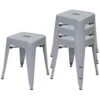 4er-Set Hocker HWC-A73, Metallhocker Sitzhocker, Metall Industriedesign Stapelbar ~ Grau