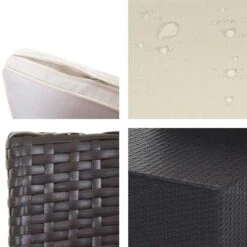 Poly-Rattan-Garnitur HWC-D28, Gartengarnitur Sofa Set ~ Braun, Polster Creme Ohne Deko-Kissen/Abdeckung -Wohnmöbel b64268ad 0340 4d1d 8149 9273c40117c0