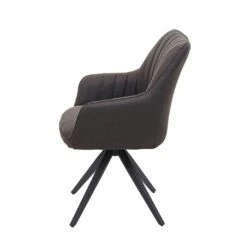 Esszimmerstuhl HWC-H73, Küchenstuhl Stuhl Armlehnstuhl, Retro Stahl Stoff/Textil ~ Grau-braun -Wohnmöbel b6eb4131 13b4 4649 82a2 fdd2b15c35bc