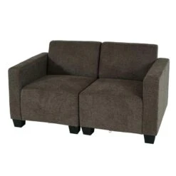 Modular 2-Sitzer Sofa Couch Lyon, Stoff/Textil ~ Braun