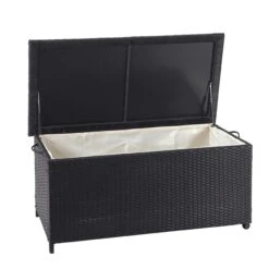 Poly-Rattan Kissenbox HWC-D88, Gartentruhe Auflagenbox Truhe ~ Premium Schwarz, 51x115x59cm 250l
