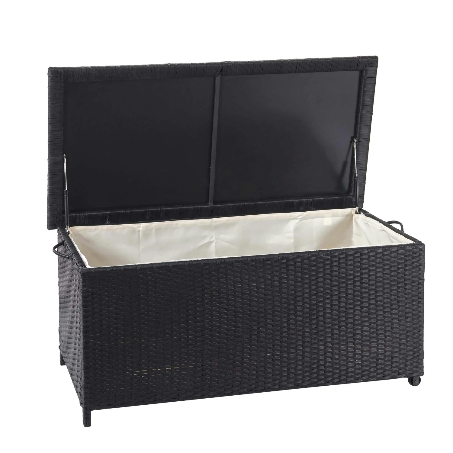 Poly-Rattan Kissenbox HWC-D88, Gartentruhe Auflagenbox Truhe ~ Basic Grau, 51x115x59cm 250l 3 Poly-Rattan Kissenbox HWC-D88, Gartentruhe Auflagenbox Truhe ~ Basic Grau, 51x115x59cm 250l – Bild 2