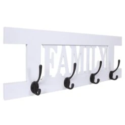 Wandgarderobe HWC-C60 Family, Garderobe Garderobenpaneel, Shabby-Look Vintage 60x21cm ~ Weiß Lackiert