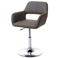 Esszimmerstuhl HWC-A50 III, Stuhl Küchenstuhl, Retro 50er Jahre, Kunstleder ~ Taupe-grau, Chromfuß