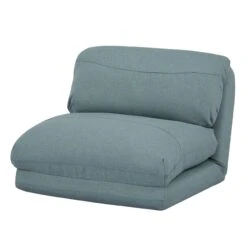 Schlafsessel HWC-E68, Schlafsofa Funktionssessel Klappsessel Relaxsessel, Stoff/Textil ~ Grau-blau