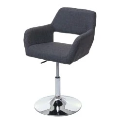 Esszimmerstuhl HWC-A50 III, Stuhl Küchenstuhl, Retro 50er Jahre, Stoff/Textil ~ Dunkelgrau, Chromfuß
