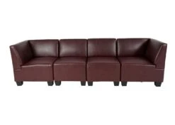 Modular 4-Sitzer Sofa Couch Lyon, Kunstleder ~ Rot-braun, Hohe Armlehnen -Wohnmöbel c415ebe5 5c29 4911 9516 f305f30b6ba4