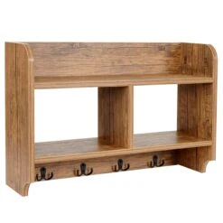 Wandgarderobe HWC-A27, Garderobe Garderobenpaneel, 5 Haken 100x80cm 3D-Struktur, Wildeiche-Optik -Wohnmöbel c5be265d 5267 45f6 8905 d9a2500b1794 3