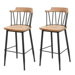 2er-Set Barhocker HWC-G69, Tresenhocker Barstuhl, Massivholz Retro Design Metall Fußablage Gastronomie ~ Anthrazit -Wohnmöbel c648f15d c2fe 43c1 a1f0 57b121377296 2