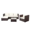 Poly-Rattan-Garnitur Brescia, Gartengarnitur Sitzgruppe Sofa Lounge-Set ~ Braun, Kissen Creme -Wohnmöbel c6bb1356 8e4c 4924 ac01 298aa88ebe78 3