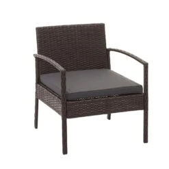 Poly-Rattan Garnitur HWC-F56, Balkon-/Garten-/Lounge-Set Sitzgruppe ~ Braun, Kissen Dunkelgrau -Wohnmöbel c7ff1442 3d6a 4cf1 a7e3 c8b1fadd516e