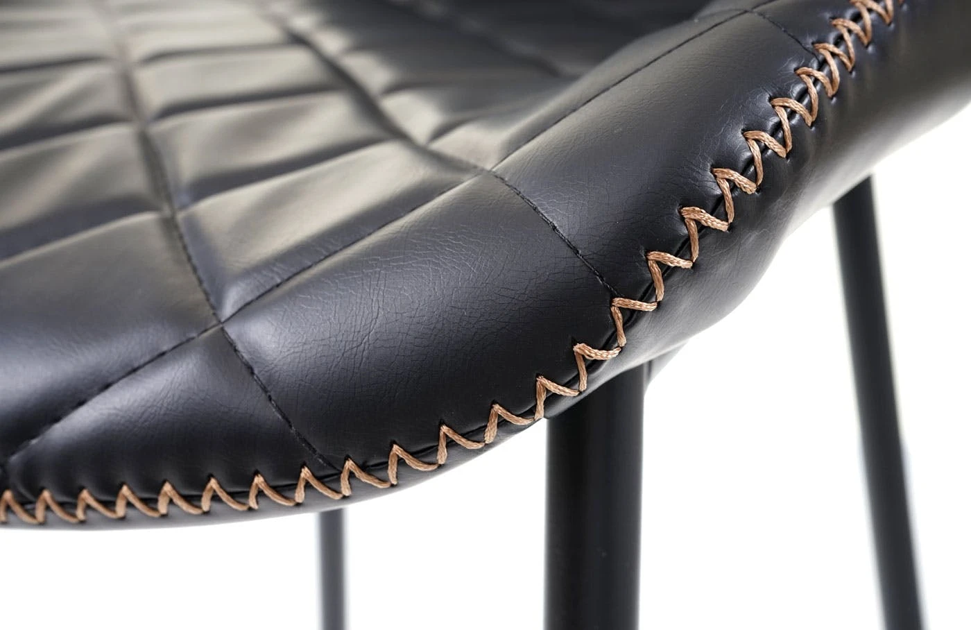 2er-Set Barhocker HWC-E55, Barstuhl Tresenhocker, Vintage Goldfarbene Streben ~ Kunstleder Schwarz 8 2er-Set Barhocker HWC-E55, Barstuhl Tresenhocker, Vintage Goldfarbene Streben ~ Kunstleder Schwarz – Bild 6