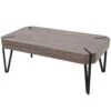 Couchtisch Kos T573, Wohnzimmertisch, 43x110x60cm FSC-zertifiziert ~ Dunkle Eiche, Dunkle Metall-Füße