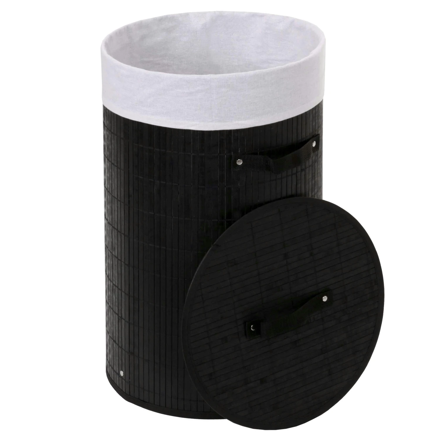 Eckwäschekorb HWC-C21, Laundry Wäschebox Wäschesammler Wäschebehälter, Bambus 61x48x35cm 50l ~ Schwarz 6 Eckwäschekorb HWC-C21, Laundry Wäschebox Wäschesammler Wäschebehälter, Bambus 61x48x35cm 50l ~ Schwarz – Bild 4