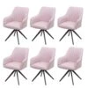 6er-Set Esszimmerstuhl HWC-H73, Küchenstuhl Stuhl Armlehnstuhl, Retro Stahl Stoff/Textil ~ Rosa
