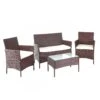 Poly-Rattan Garten-Garnitur HWC-D82, Sitzgruppe Lounge-Set ~ Braun-meliert Mit Kissen Creme