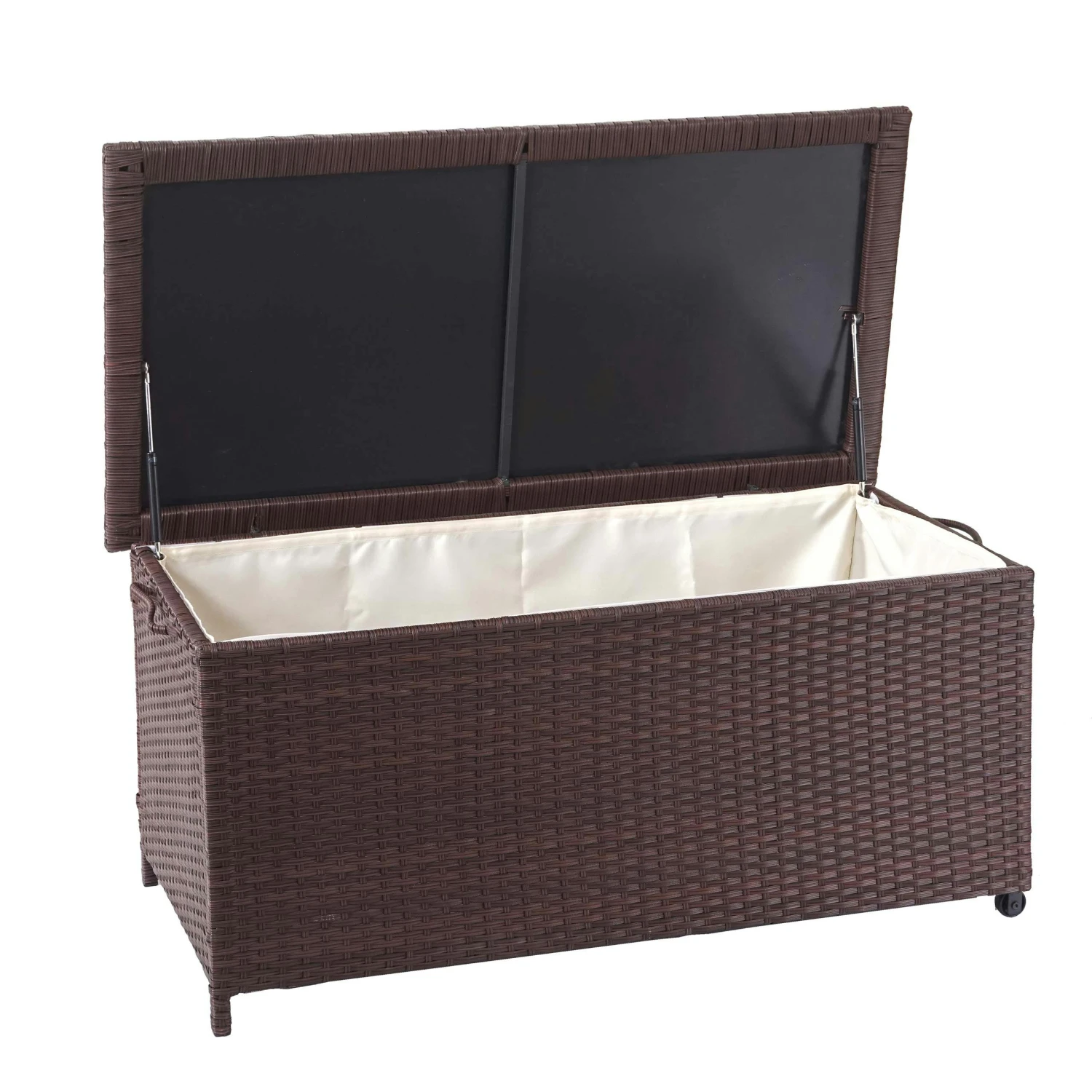 Poly-Rattan Kissenbox HWC-D88, Gartentruhe Auflagenbox Truhe ~ Basic Grau, 51x115x59cm 250l 4 Poly-Rattan Kissenbox HWC-D88, Gartentruhe Auflagenbox Truhe ~ Basic Grau, 51x115x59cm 250l – Bild 3