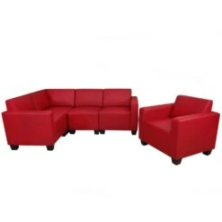 Modular Sofa-System Couch-Garnitur Lyon 3-1-1-1, Kunstleder ~ Rot -Wohnmöbel ce8248c2 318b 4317 96f4 44b7c7d1ea2e 3