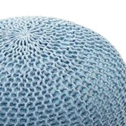 Pouf HWC-E16, Strickhocker Sitzhocker Strickpouf, Strickoptik 40x50cm ~ Blau -Wohnmöbel cee43ba8 faef 41b9 b8d2 557658f3a32a
