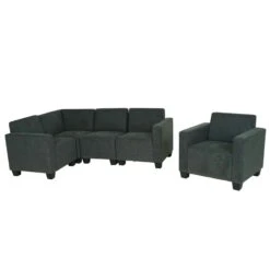 Modular Sofa-System Couch-Garnitur Lyon 4-1, Stoff/Textil ~ Anthrazit-grau