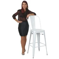 4er-Set Barhocker HWC-A73, Barstuhl Tresenhocker Mit Lehne, Metall Industriedesign ~ Weiß -Wohnmöbel d0ba9bcd 941b 45a8 8abd b2f0f0b73a85