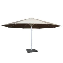 Sonnenschirm Meran II, Gastronomie Marktschirm, Ø 5m Polyester/Alu Mast Weiß 28kg ~ Creme-beige Mit Ständer
